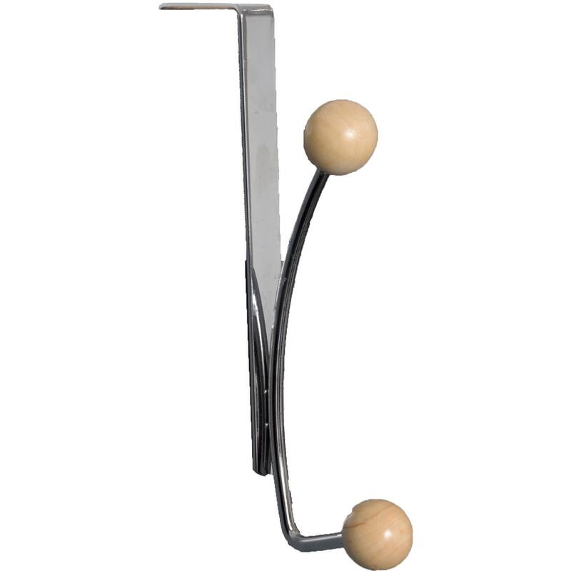 Over The Door Hook Rack with 2 Ball Ends - 0.8 L x 4 W x 7.5 H