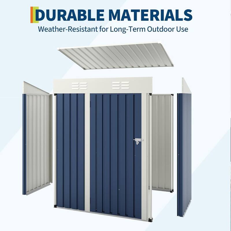 5×3FT Storage Shed Metal Tool Garden Shed for Garden, Backyard, Patio