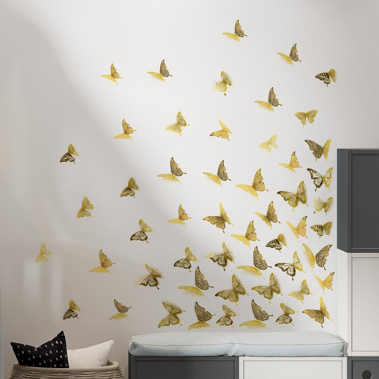 WALPLUS 52pcs 3.1 x 4.5 Multicoloured Floral 3D Butterflies Mix Wall  Decals Stickers Home Decor Removable PVC DIY Art Mural - Bed Bath & Beyond  - 35157490