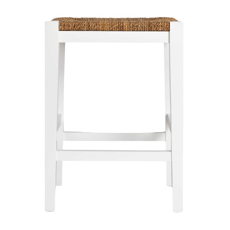 Willowbrook Wood and Seagrass Backless Counter Stool