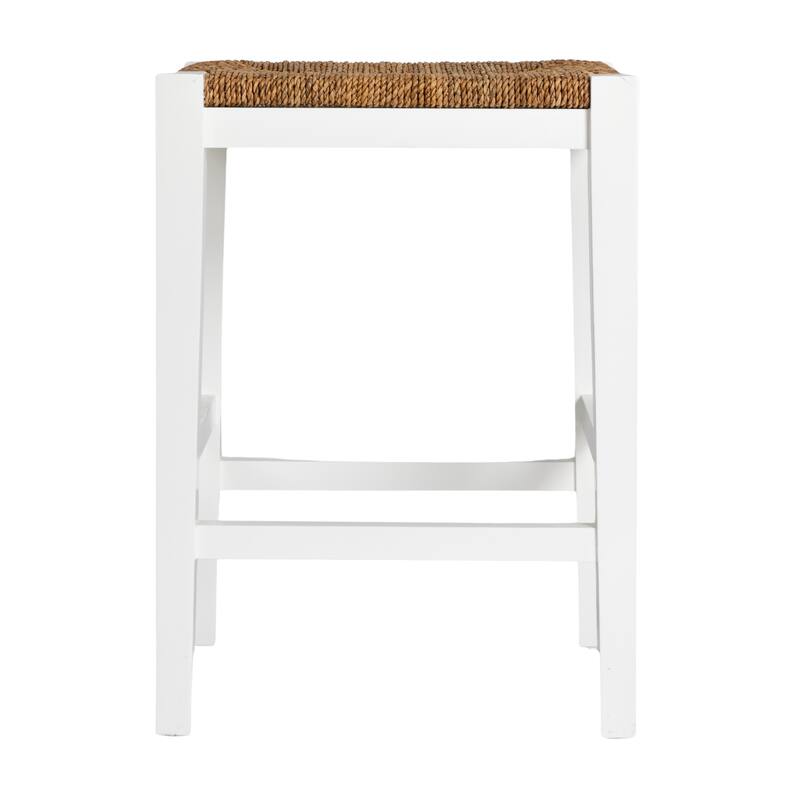 Willowbrook Wood and Seagrass Backless Counter Stool