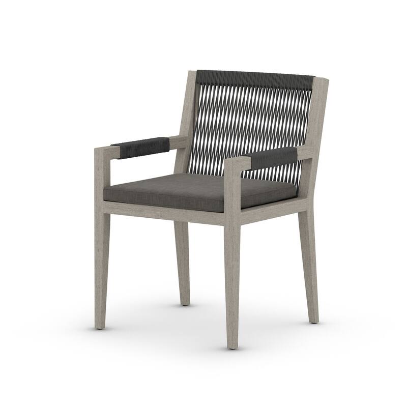 Atwood Outdoor Dining Armchair-Weathered Grey-FSC - Weathered Grey-FSC-Venao Charcoal-Dark Grey Rope