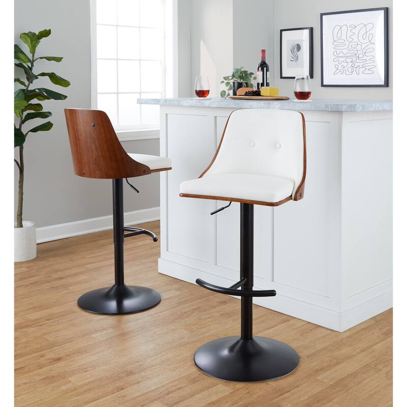 Carson Carrington Oscar Adjustable Bar Stool with Rounded T Footrest (Set of 2)