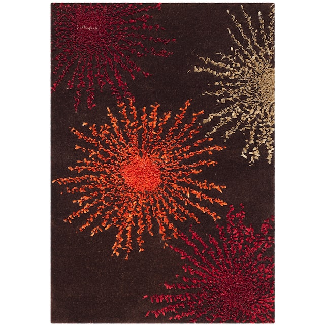 SAFAVIEH Handmade Soho Miyase Modern Burst New Zealand Wool Rug - 2' x 3' - Brown/Multi
