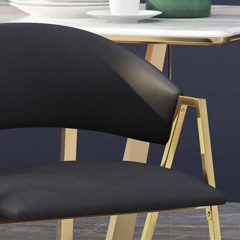 Modern Upholstered Dining Chair with Backrest & V-Shaped Legs(Set of 2)
