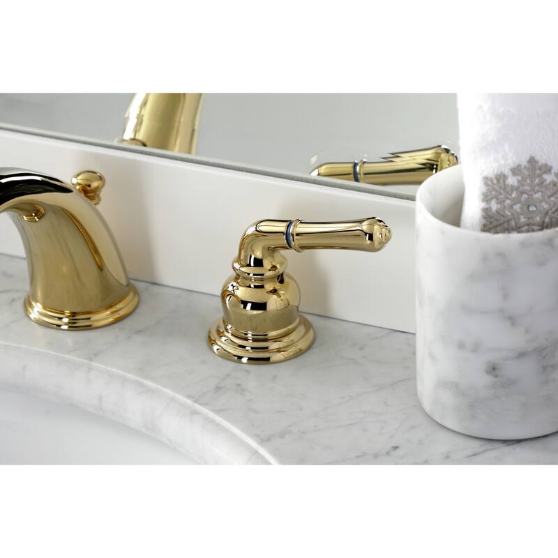 Kingston Brass Magellan Deck Mount Widespread Bathroom Faucet with Brass Pop-Up