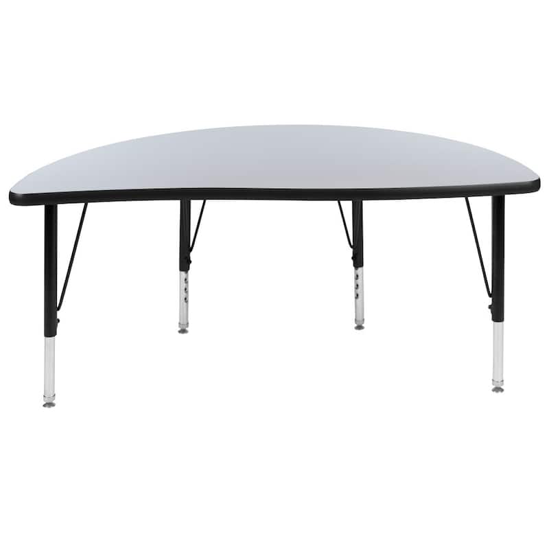 47.5" Half Circle Wave Collaborative Grey Kids Adjustable Height Activity Table