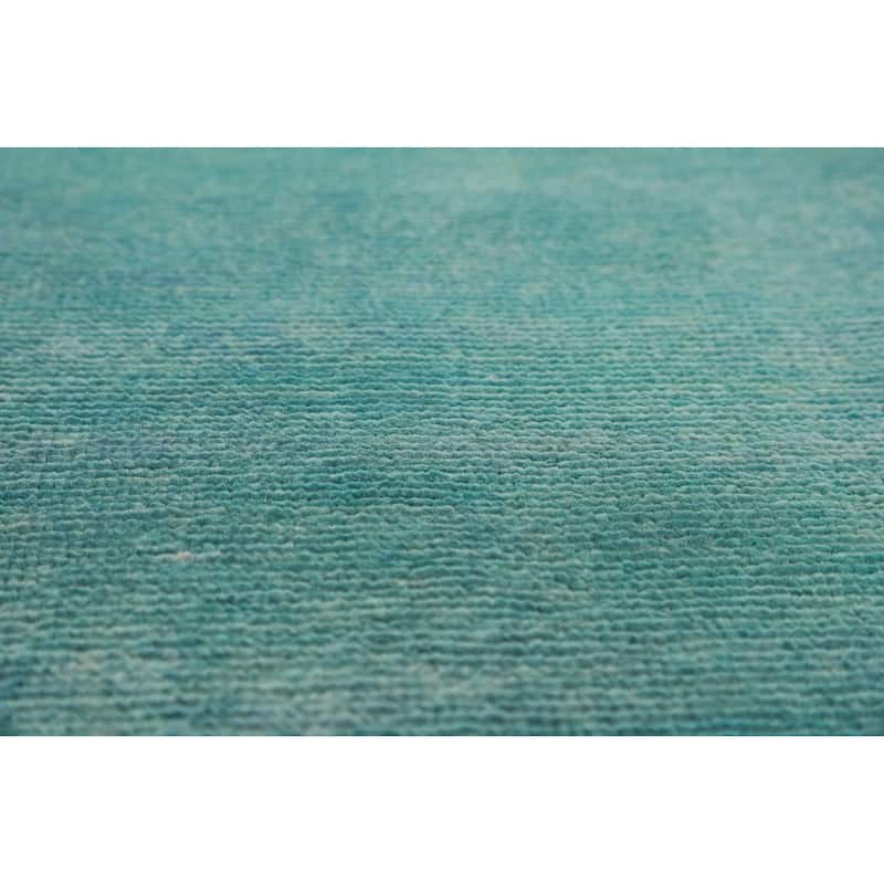 Hand Knotted Oriental 100% Wool Carpet Modern Solid Navy Blue & Blues Gabbeh Area Rug - 12' 1'' X 9' 4''