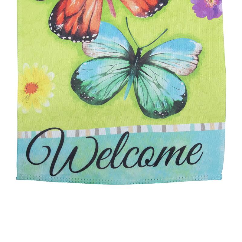 Welcome Butterflies Outdoor Floral Garden Flag 12.5" x 18"