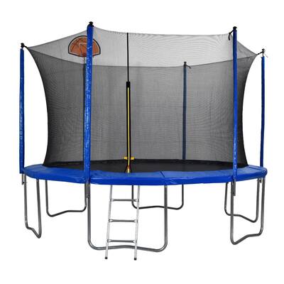 12 FT Trampoline, with Safety Enclosure Net, Basketball Hoop and Ladder