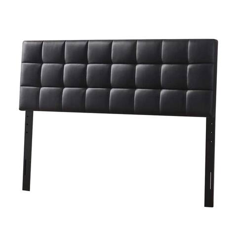 Square Tufted Leatherette Twin Size Headboard, Black