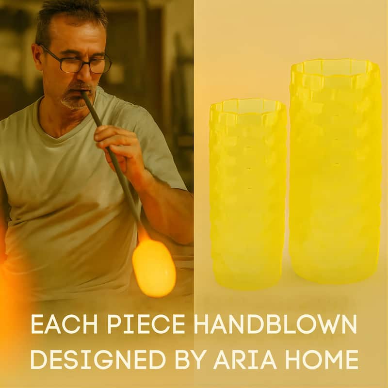 Aria Home Tall Speckled Sandstone Ceramic Oblong Table Vases Set of 2