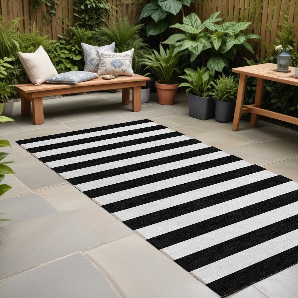 Tari Stripe Weather Resistant Blended Style Runner Outdoor Rug - 8' Runner