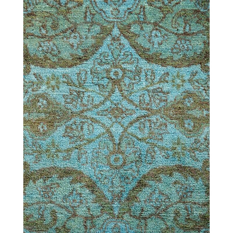 Overton Hand Knotted Wool Vintage Inspired Modern Contemporary Overdyed Blue Area Rug - 3' 1" x 5' 2"