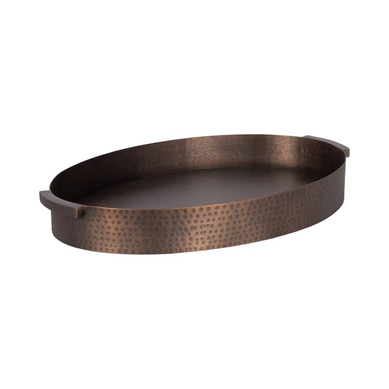 Kate and Laurel Samana Oval Metal Tray - 10x16 - Bronze
