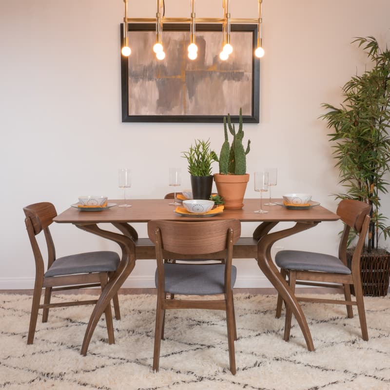 Fausett Mid-Century Modern 5 Piece Dining Set by Christopher Knight Home - Dark Grey