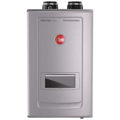 Rheem Prestige Condensing 11GPM Indoor Natural Gas Tankless Water Heater with built-in Recirculator - 17x15x29