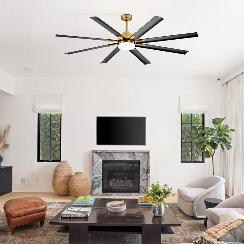 72-in Gold LED Indoor Chandelier Ceiling Fan with Light Remote (8-Blade)