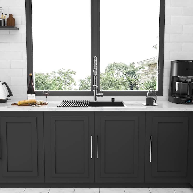 Drop In Gunmetal Black 16 Gauge Stainless Steel 30" Single Bowl Topmount Kitchen Sink Basin - Gunmetal Black