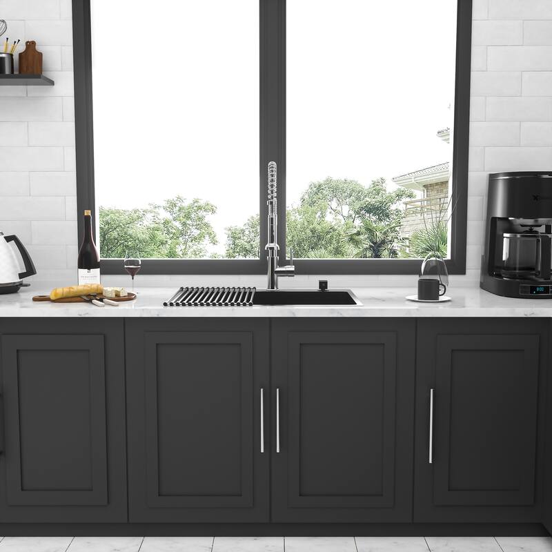 Drop In Gunmetal Black 16 Gauge Stainless Steel 33" Single Bowl Topmount Kitchen Sink Basin - Gunmetal Black