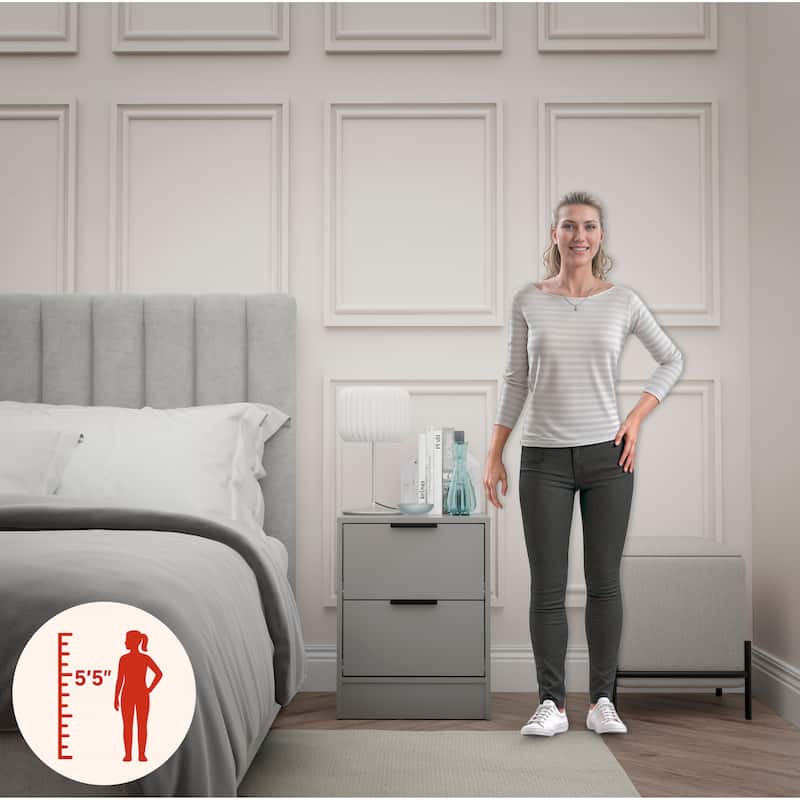 Kappesberg Vails 17 in W Modern 2-Drawer Nightstand – Small Bedroom Storage