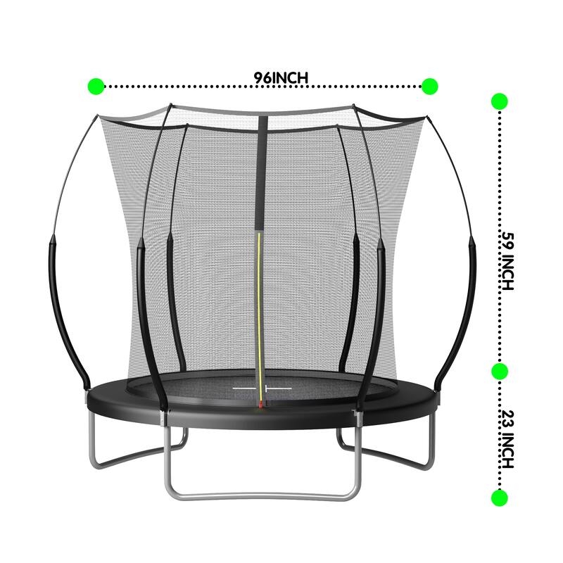 8 FT Spring Free Trampoline No Gap Design Safety Net Fiberglass Poles