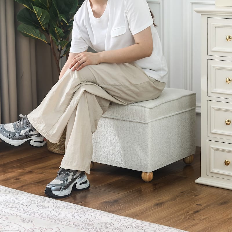 Adeco Square Storage Ottoman 17 inch Footstool