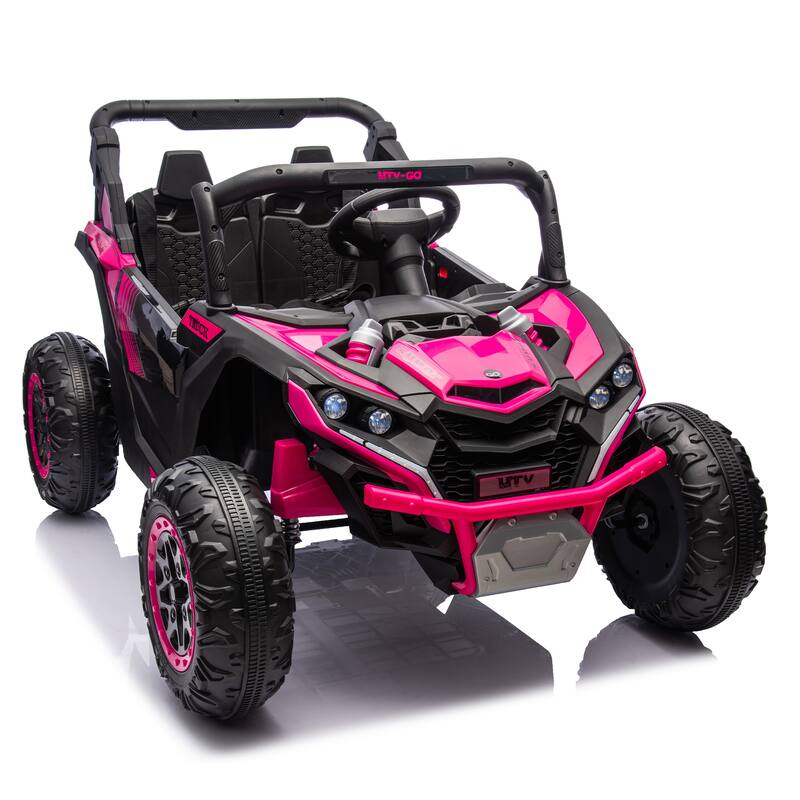 Electric Vehicle for Kids with Parent Remote Control, Ride on Car with Seat Belt, Pink Off-Road Vehicle with Battery Indicator