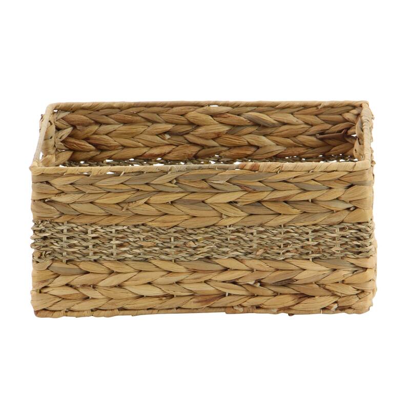 Seagrass Handmade Storage Basket with Handles - Set of 4 Light Brown - Roche River Decor - 12"W x 16"L x 7"H