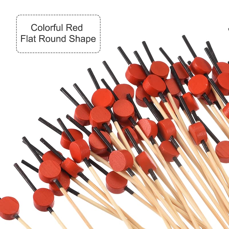 Bamboo Cocktail Toothpicks Flat Round Drink Picks Skewer 100Pcs - 4.72"