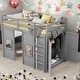 preview thumbnail 10 of 16, Twin Size Loft Bed With Built-in Wardrobe And 2 Windows for Home Grey