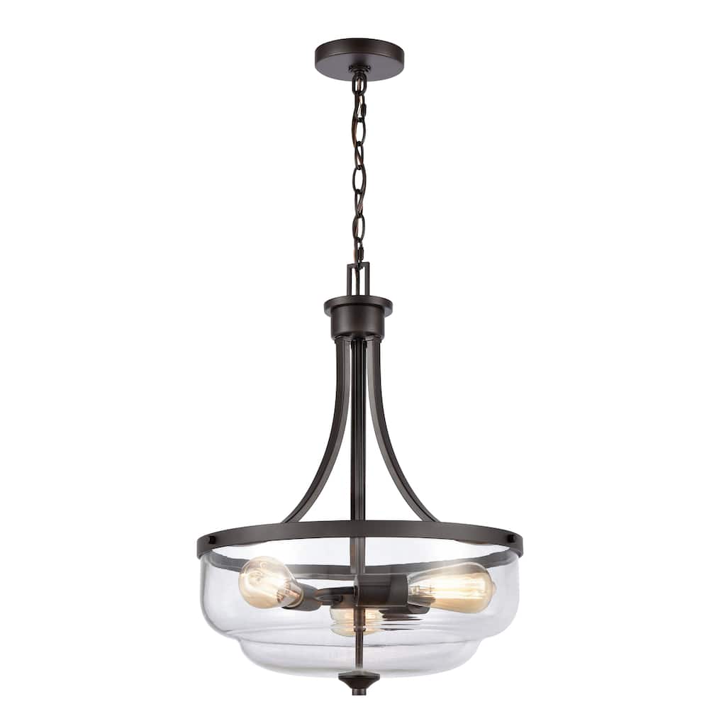 Ceiling Pendant Light Fixture with Glass Shade - 22" - Oil Rubbed Bronze Finish