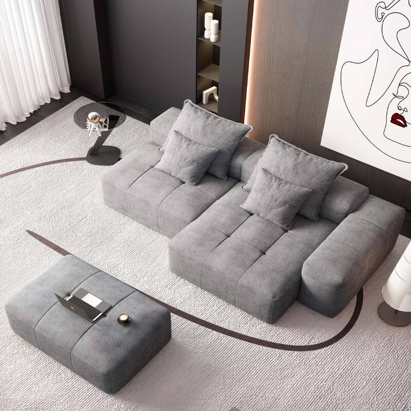 Modern 127.56" Oversized Modular Sectional Sofa with Ottoman Chenille Fabric