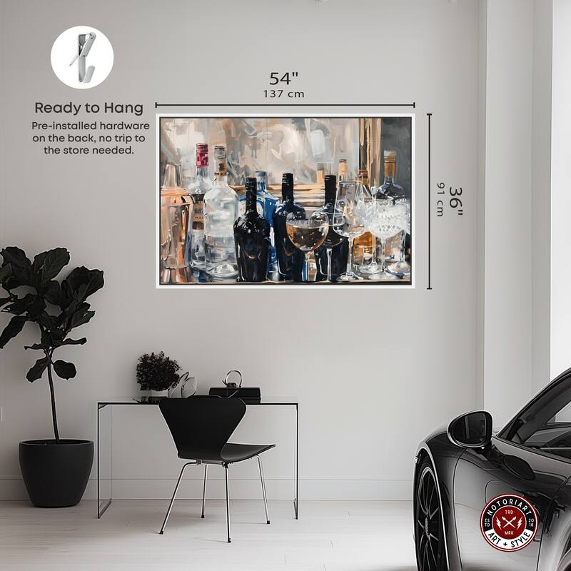 Notoriart Countertop Drinks Framed Bar Cart Art For Men