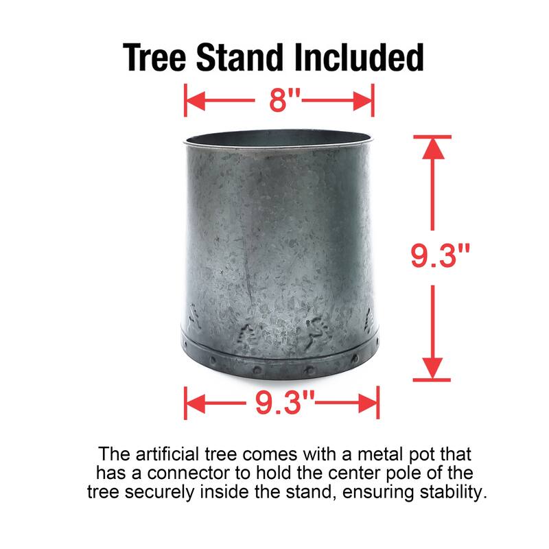 4Ft Pre-Lit Artificial Christmas Pine Tree with Metal Pot - 48" H x 28.3" Diameter