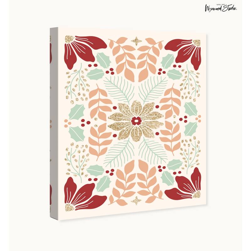 Wynwood Studio Canvas Floral and Botanical Glam Floral Holidays Gold Modern & Contemporary Wall Art Canvas Print