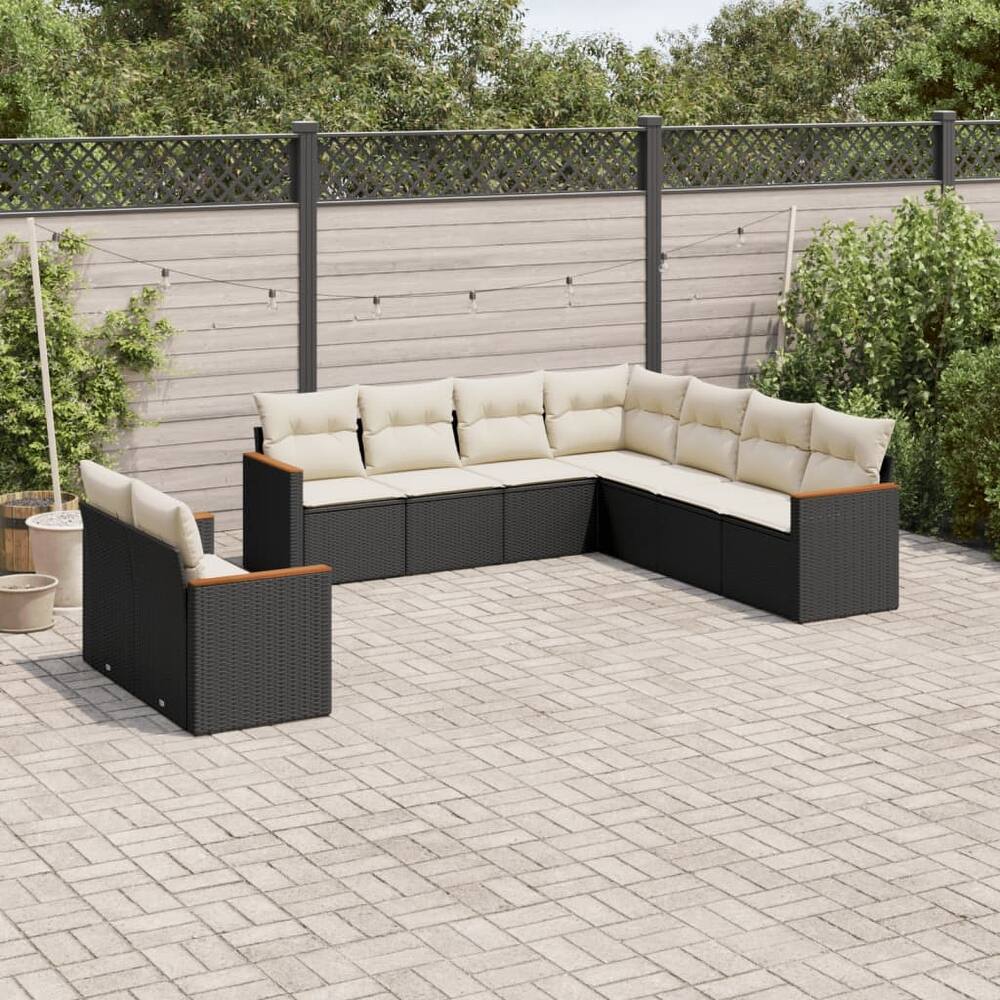 vidaXL Garden Sofa Set Black - 24.4 x 24.4 x 27.2