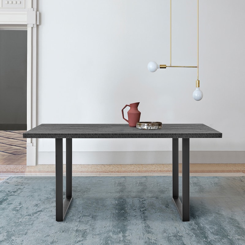 Fenton 63" Dining Table with Charcoal Top & Sled Base - Dark Grey & Black