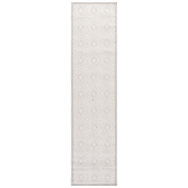 SAFAVIEH Veranda Lyalya Indoor/Outdoor Washable Patio Backyard Rug - Ivory/Grey - 2'2" x 9' Runner