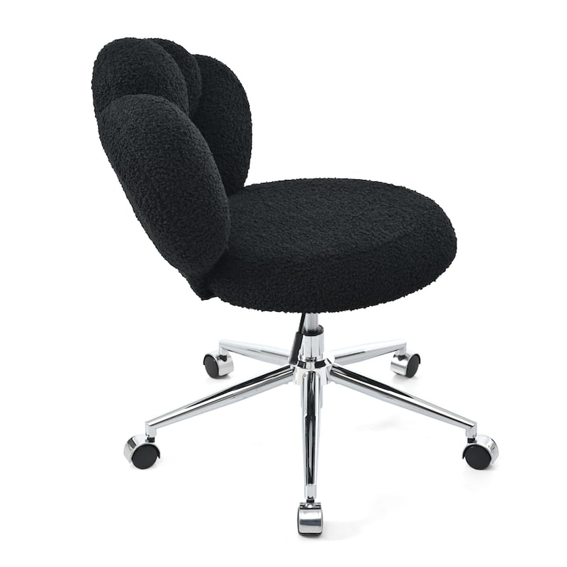 360°Swivel Height Adjustable Swivel Chair, Teddy Fabric, Home Office Chair