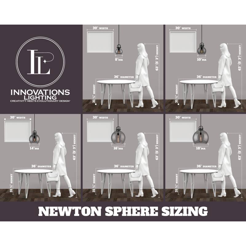 Innovations Lighting 410-3CR-16-20 Newton Sphere Pendant Newton Sphere
