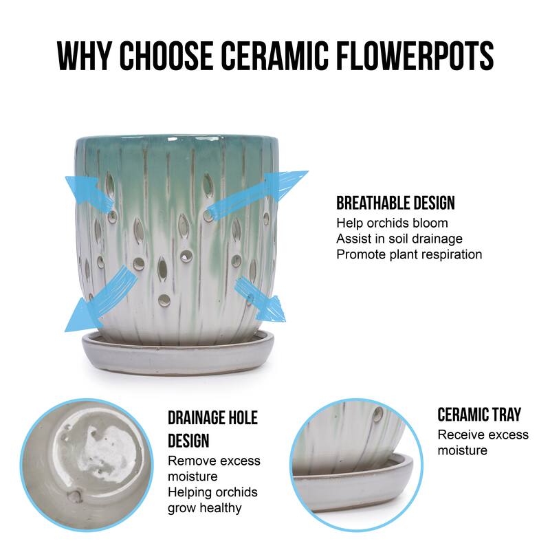 Handmade Planter, Ventilated Design, Saucers for Succulents and Herbs