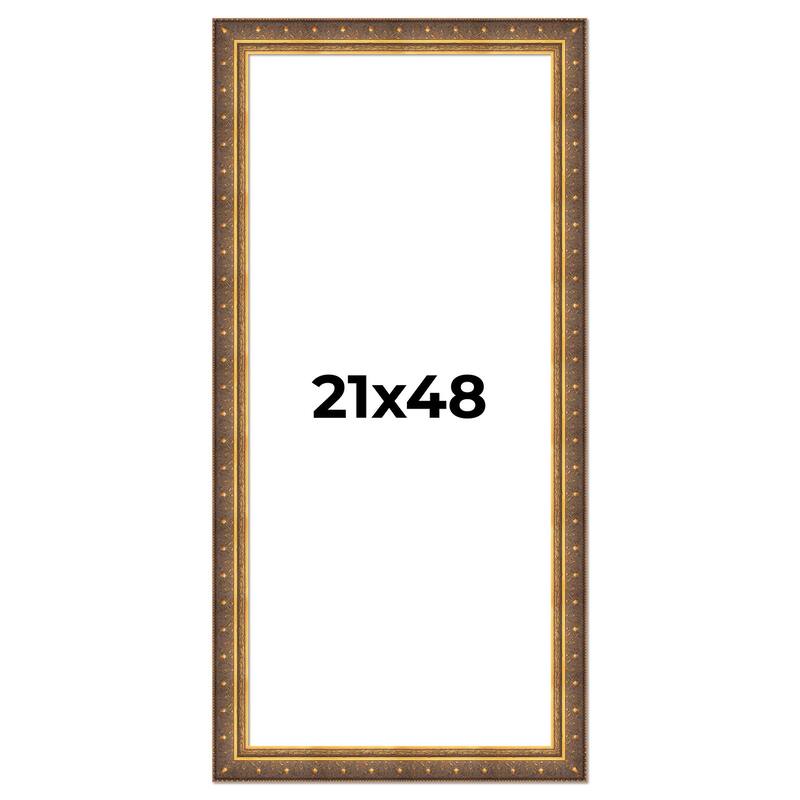 21x48 Frame Vintage Gold Solid Wood Picture Frame | 2.5 Inch Moulding
