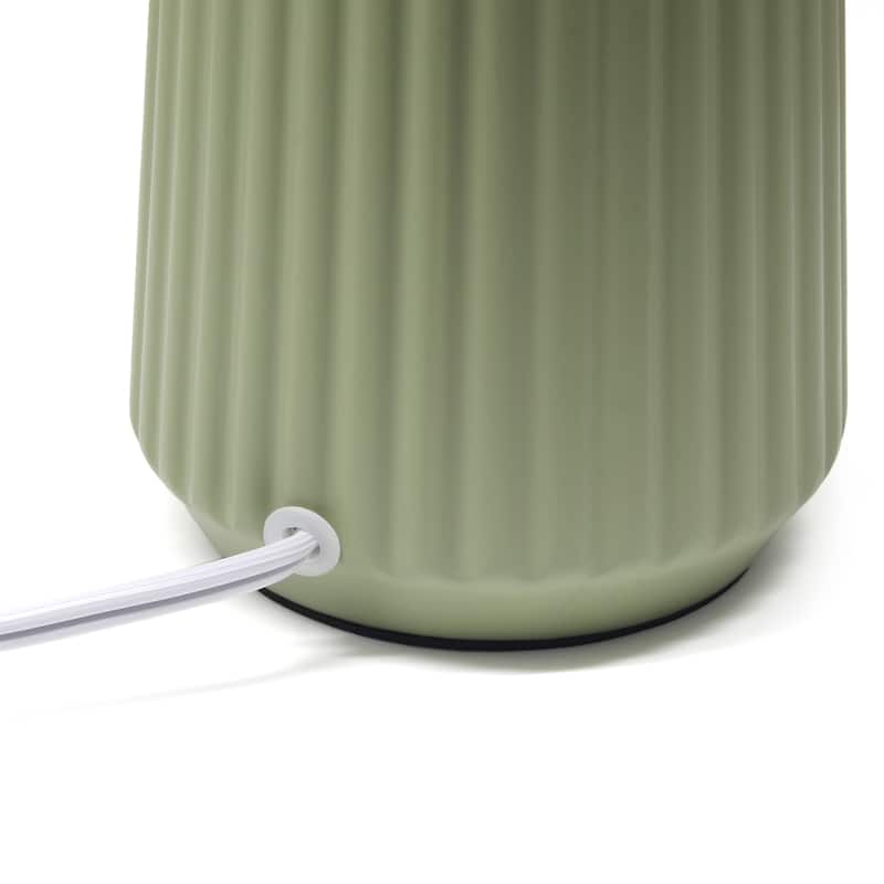 Textured Ceramic Table Lamp with Fabric Drum Shade Modern Faceted Base Compact Accent Lighting Multiple Colors
