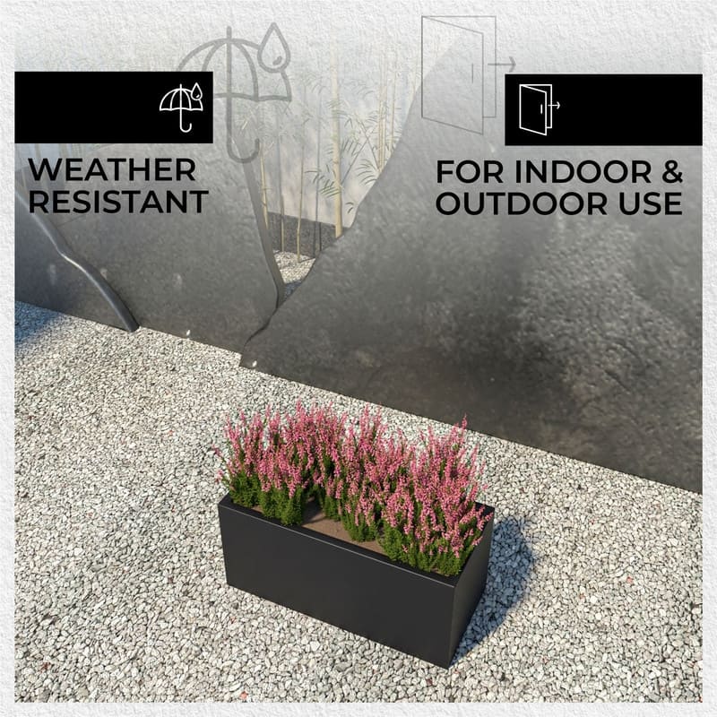 Bloom Rectangular Planter in Fiberstone for Modern Indoor and Outdoor Patio Planter Flower Pot with Drainage