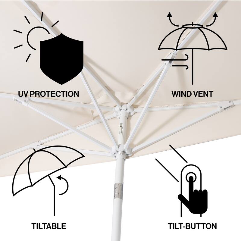 9 ft Market Patio Half Umbrella with Crank, Tilt Button and UV Protection