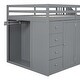 preview thumbnail 25 of 26, Full Size Wood Loft Bed with Built-in Wardrobes, Cabinets and Drawers, Multi-Functional Bed Frame with Storage Space Staircase