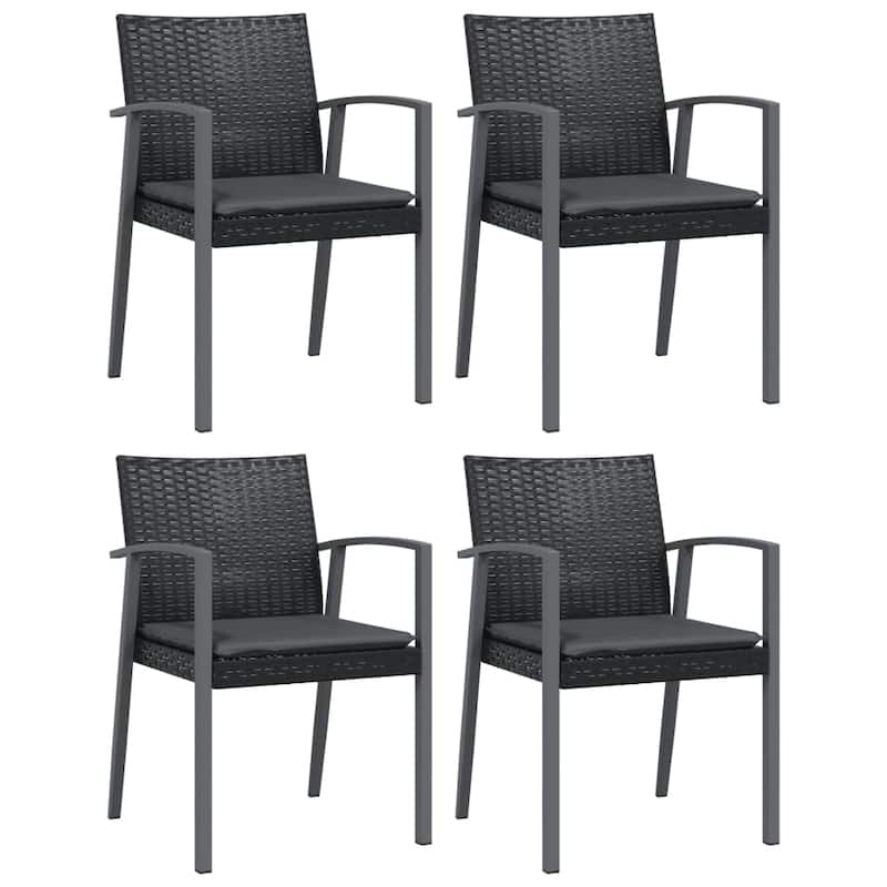 vidaXL 3/5/7/9 Piece Patio Dining Set with Cushions Poly Rattan and Steel