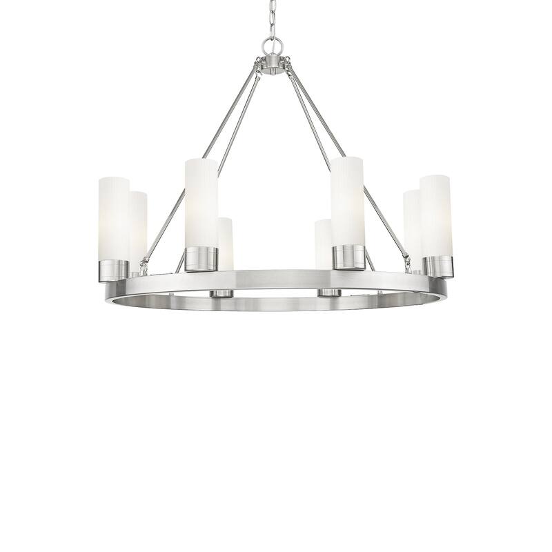 Innovations Lighting 617-8CR-28-36-8 Boreas Chandelier Boreas 8 Light - Satin Nickel / Striped White