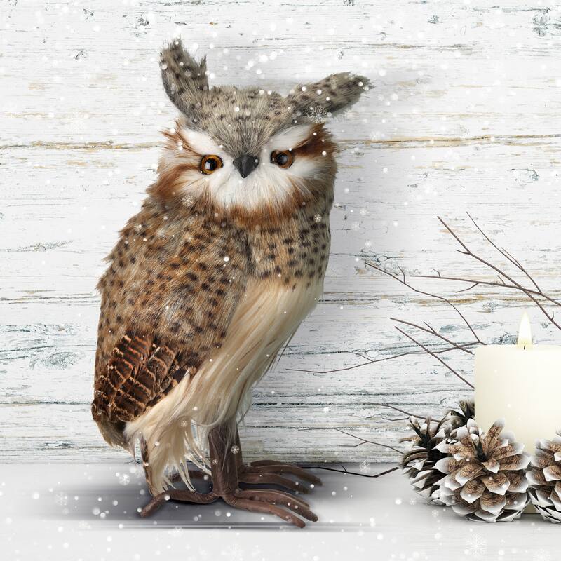 10.5" Standing Speckled Hoot Owl - 10.5